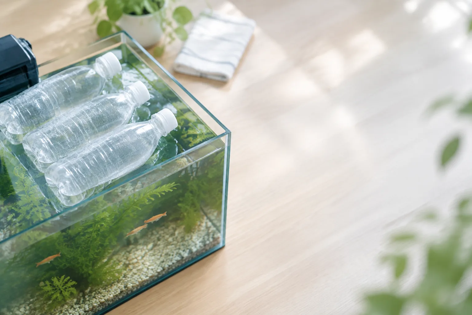 水槽の水温をペットボトルで下げる？交換の手間と冷却時の注意点